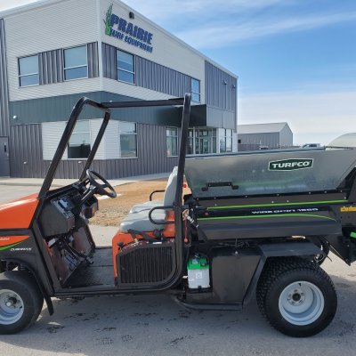  2014 Cushman/Turfco Diesel Turf Truckster with 1550 Wide Spin Topdresser - 450 Hours