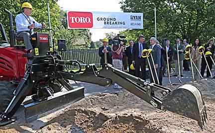 Toro CEO Michael Hoffman breaks ground on an expansion of the company's Minnesota headquarters.