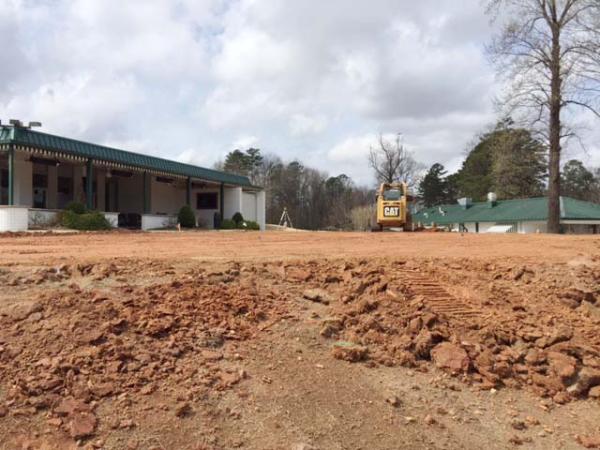 Regrading the event lawn at the Carolina Golf Club.